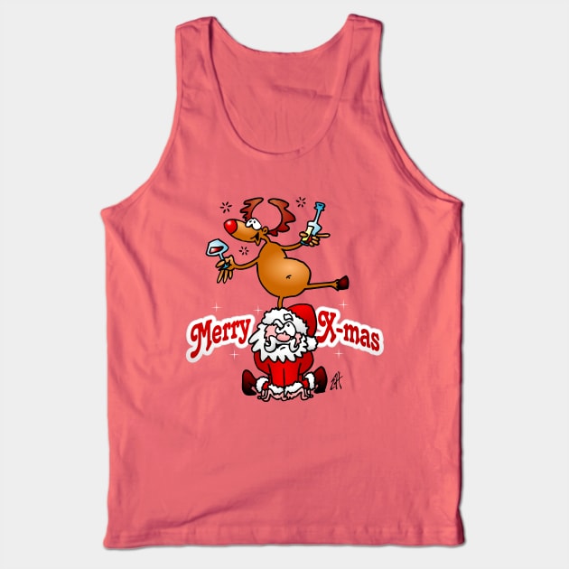 Merry X-mas from Santa Claus and his reindeer Tank Top by Cardvibes